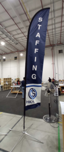 SALE 14ft Feather 2 sided graphic and spike base