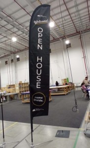 SALE 14ft Feather 2 sided graphic and X base