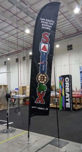 SALE 14ft Feather 2 sided graphic and X base